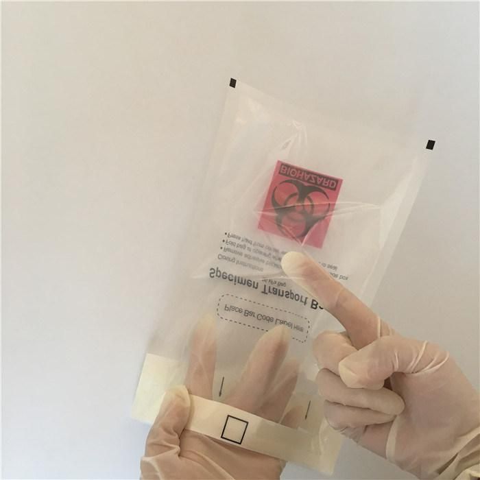 Biohazard Specimen Transport Kangaroo Plastic Bag 95 Kpa PE Specimen Zipper Bag