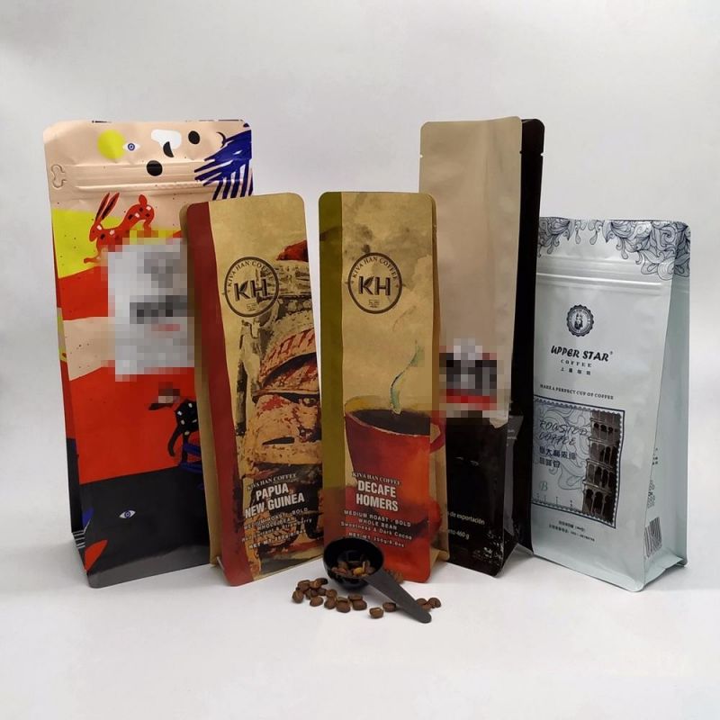 Eco Friendly Craft Paper Coffee Bags with Valve and Zipper