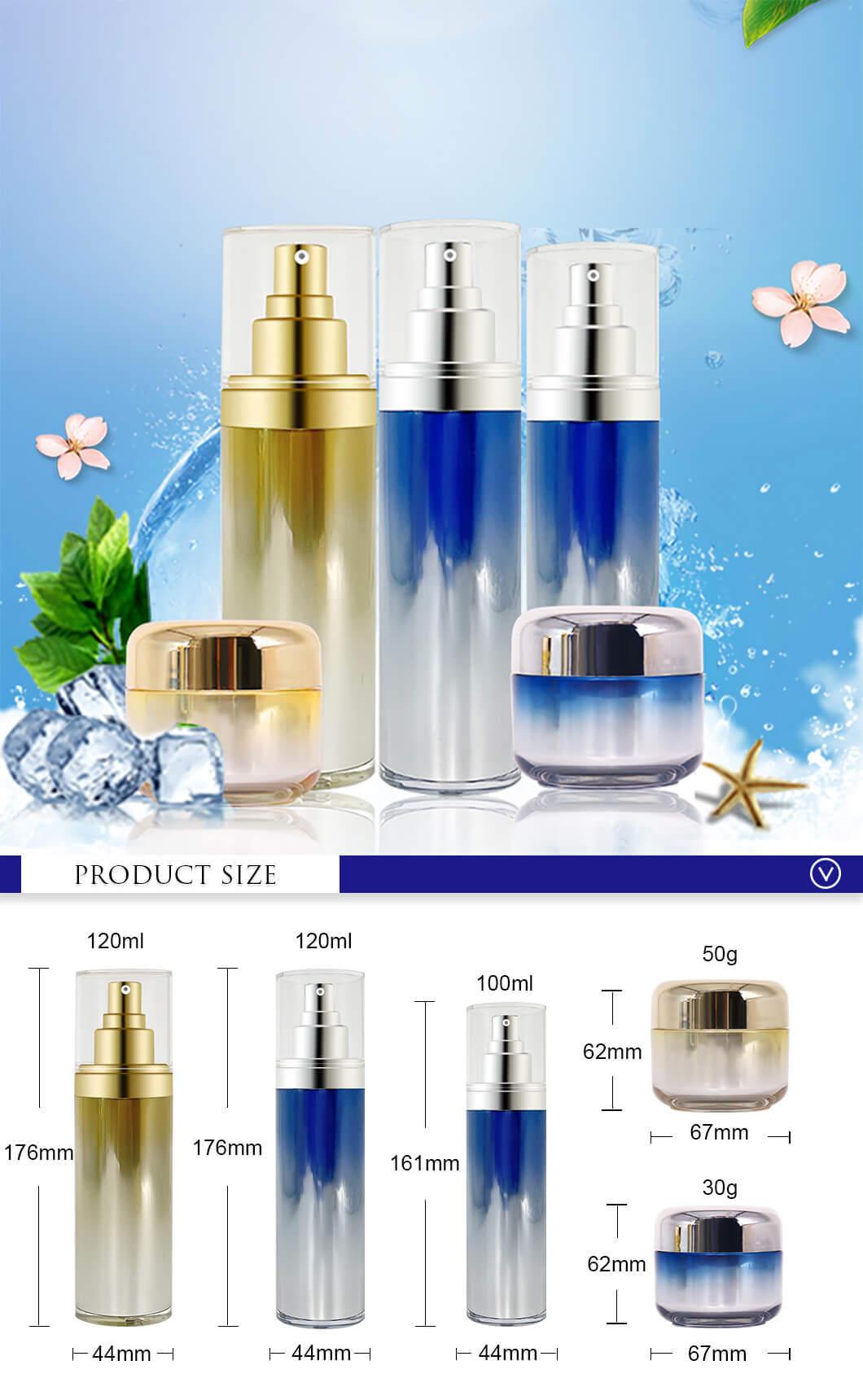 Cosmetic Packaging 100ml 120ml Golden Acrylic Bottles with Lotion Pump