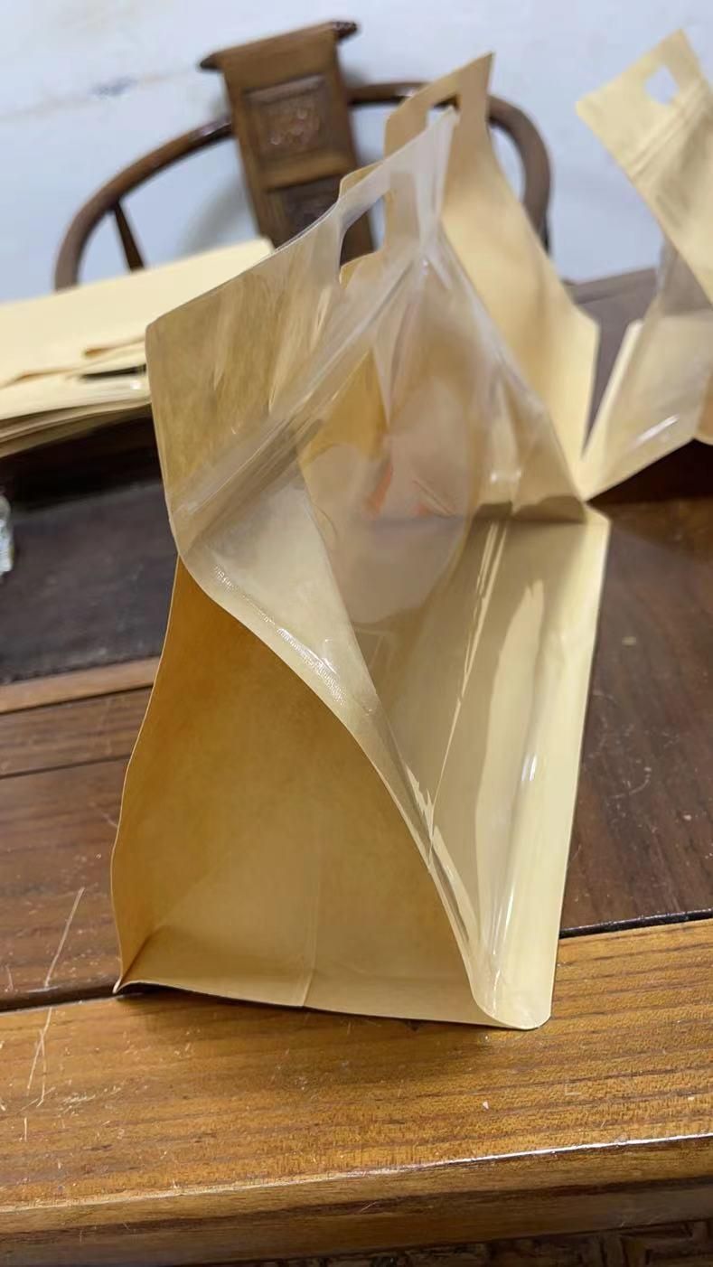 Custom Kraft Paper Bag with Clear Front and Handle