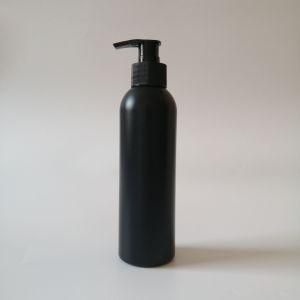 8oz Boston Round Matt Black HDPE Plastic Lotion Pump Shampoo Bottle