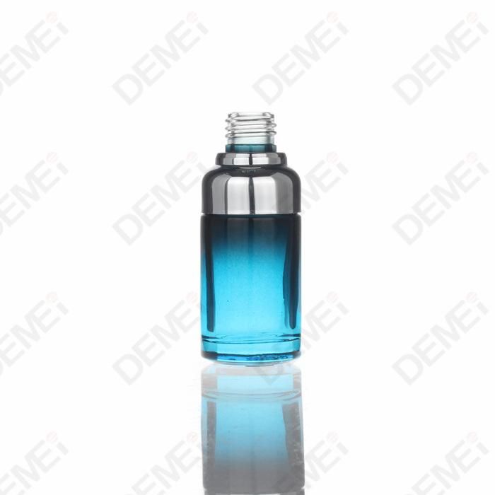 30ml Cosmetic Packaging Round Aluminum Shoulder Glass Dropper Bottles with 20mm Silver Aluminum Ruber Pipette Dropper Cap