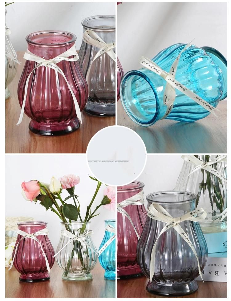 Hot Selling 15.8cm Lantern Shaped Wide Mouth Glass Vase for The Art of Inserting Flowers