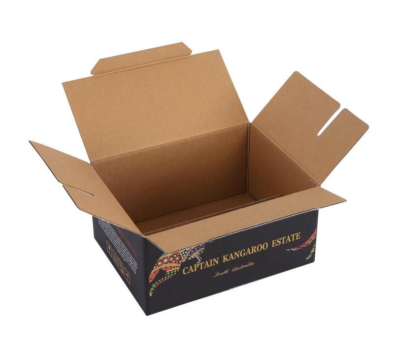 Wholesale Custom Premium Matte Black Printed Folding Heavy Duty Corrugated Cardboard Packaging Carton Wine Bottle Moving Flat Boxes with Dividers