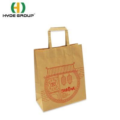 Customized Take Away Food Bag Fashion Shopping Bag Brown Kraft Paper Bags Waterproof Kraft Paper Bag with Handles Grocery Paper Bag Kraft