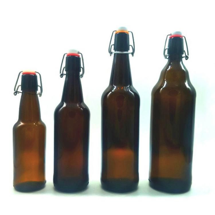 Amber Colured Empty Enzymes Beverage Juice 500ml Beer Glass Swing Top Glass Bottle