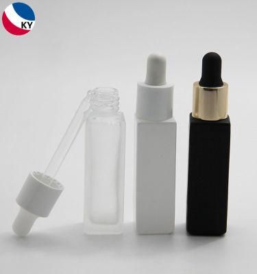 Cosmetic 10ml White Black Frosted Square Glass Bottle Packaging