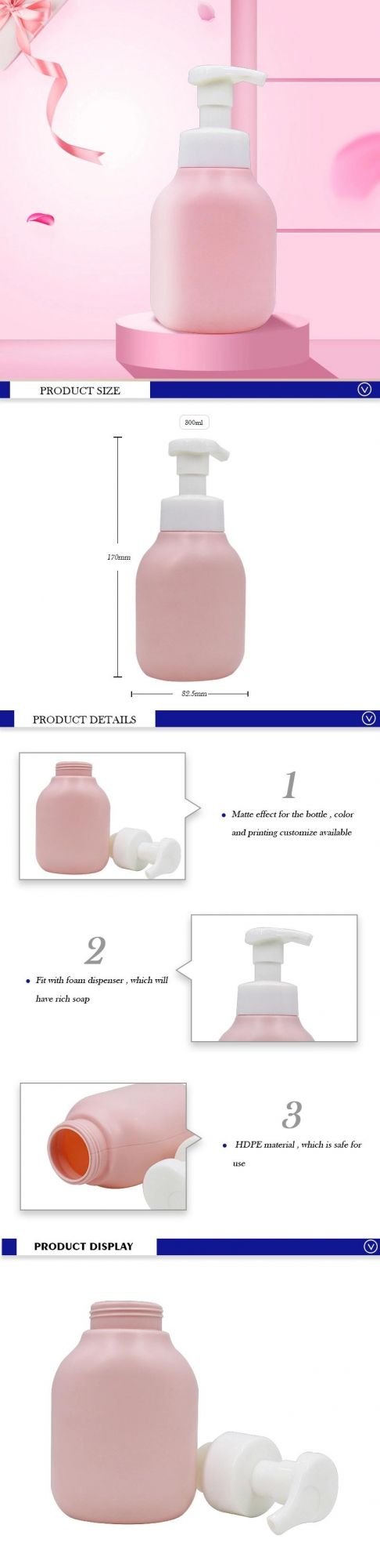 300ml HDPE Foam Bottles Empty Shampoo Soap Dispenser Containers