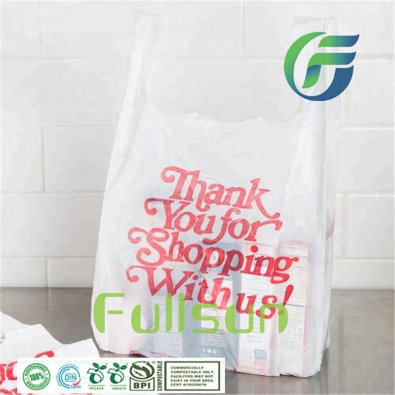 100% Biodegradable Handbag Tote Packaging Custom Printed Compostable Shopping Plastic Bag