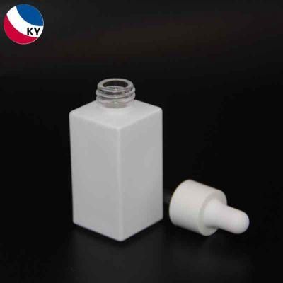 Matte White 30ml Square Glass Dropper Bottle with White Dropper