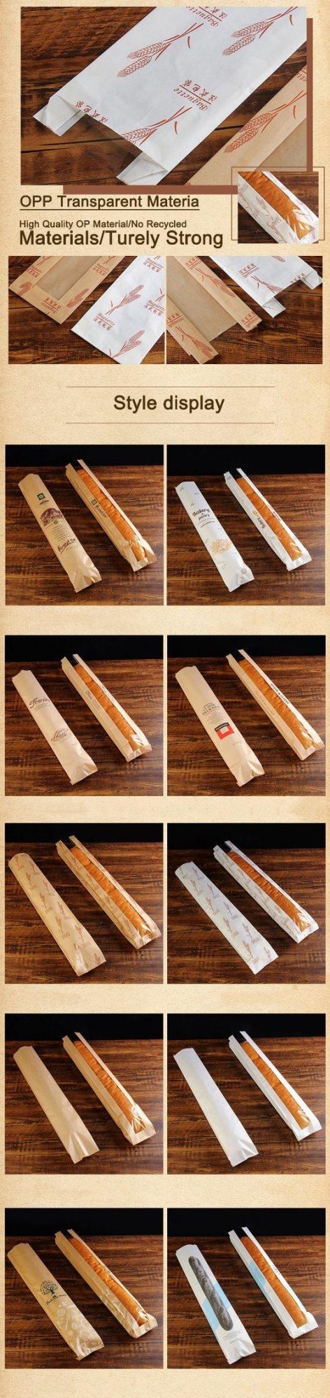 Wholesale Custom French Bread Food Packing Bags for Bakeries, Candy Stores
