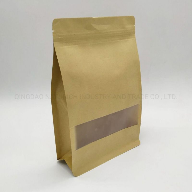 Eco-Friendly Flat Bottom Kraft Paper Bag with Clear Window