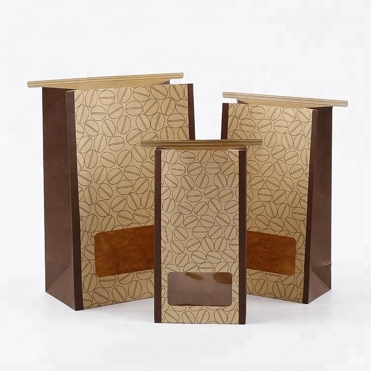 Flat Bottom Tin Tie Dessert Kraft Paper Bag with Window