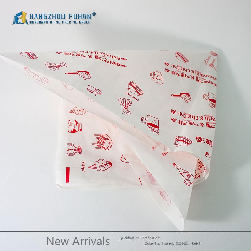 Waterproof Greaseproof Paper Custom Health Hamburger Food Wrapping Printing Yellow Paper