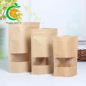 Drypack Ziplock Brown White Kraft Craft Paper Standing up Pouches Food Packaging Zipper Bags with Lamination and Window