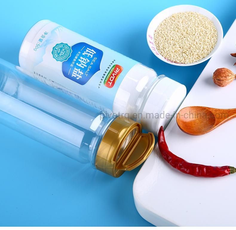 349ml Round Pet Plastic Salt Bottle with Double Lift Cover for Spices Powders