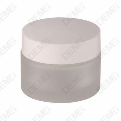 Glass Cosmetic Jar 15g 30g 50g Round Shape with Screw Black Cap Custom Design