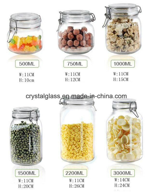 Kitchen Use Clear Glass Storage Canned Jar Container Sealed Pot 500ml 750ml 1L 1.5L 2L