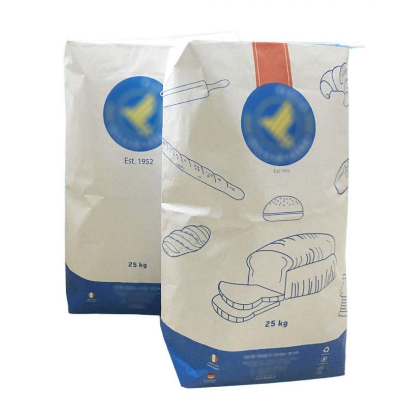 Multilayer Kraft Paper Valve Bag for 20kg 25kg Flour Chemical