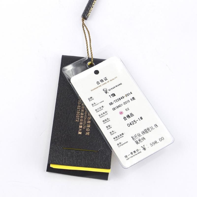 Custom High Quality Leather Lines Black Paper Hang Tag