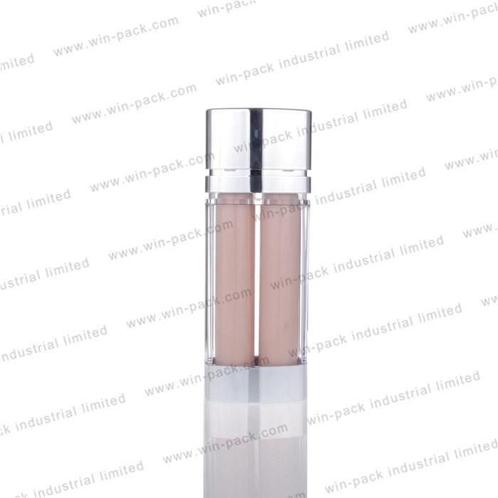 Wy0412 Top Quality Perfume Bottle Dispenser 15ml *2 Acrylic Water Double Chamber Airless Pump Bottle with Different Colors