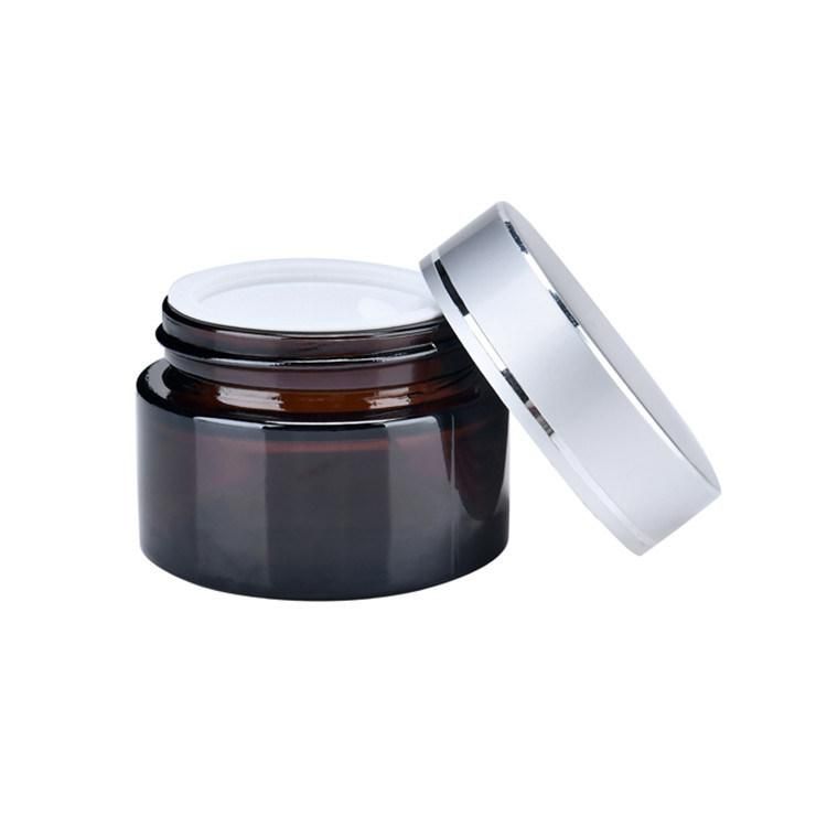 20g Straight Side Aluminum Cap Glass Skin Care Cream Amber Glass Jars for Cosmetic