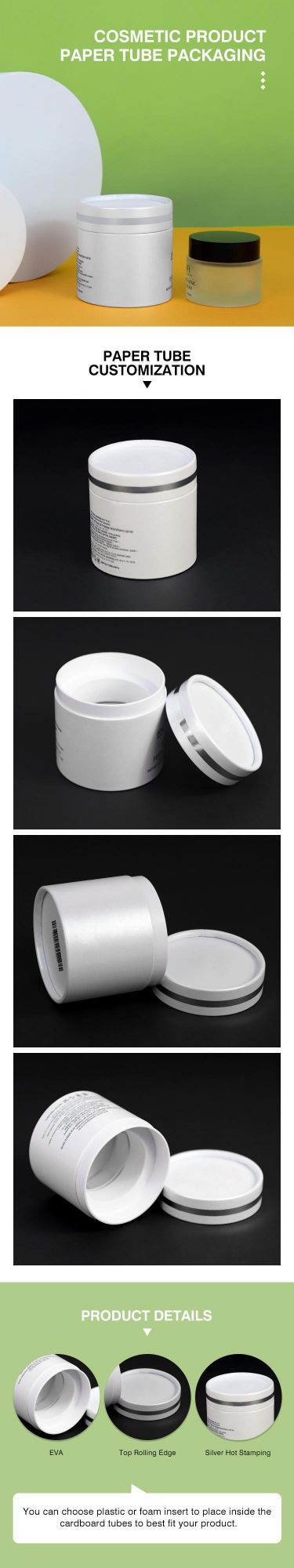 Firstsail Factory Customized Eco Recyclable Thin Wall Small Diameter Paper Tubes Cylinder Box Packaging White for Makeup Brush Cosmetic