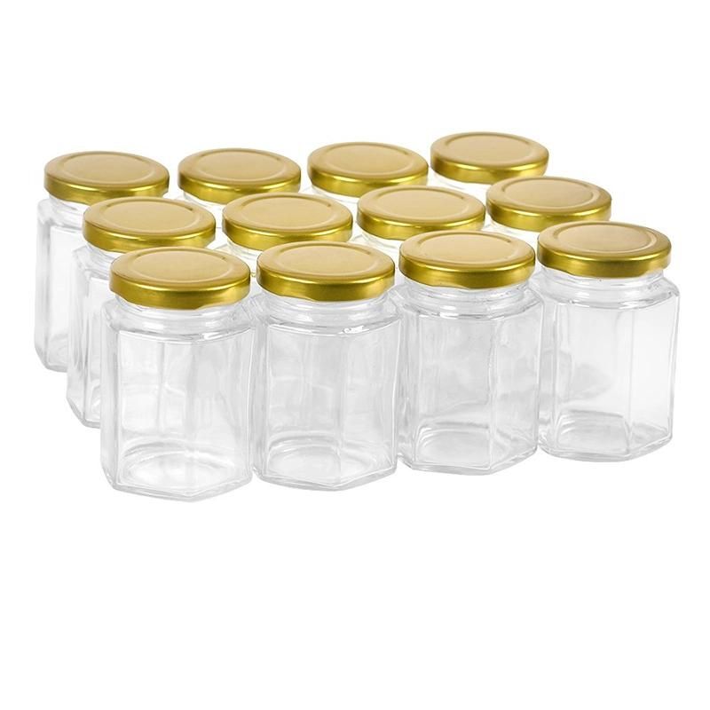 Hexagonal Honey Packaging Glass Jars with Twist Lid 380ml