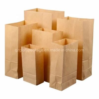 Wholesale Flat Bottom Brown Kraft Paper Bag Bread Hamburger Bag