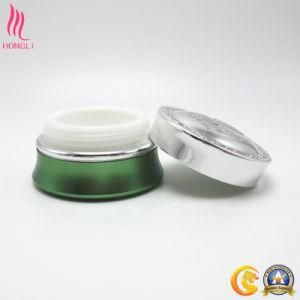 Green and Silver Anodized Aluminum Cream Jar with Cap for Packaging