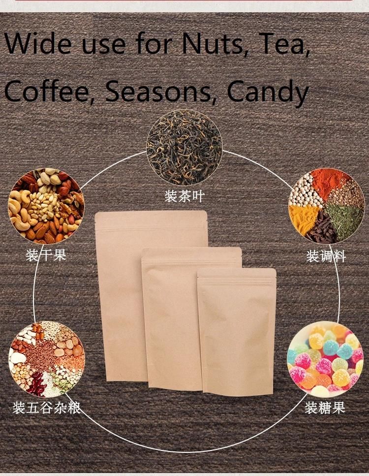 Wholesale Reusable Foil Lined Brown White Kraft Paper Food Packing Bag