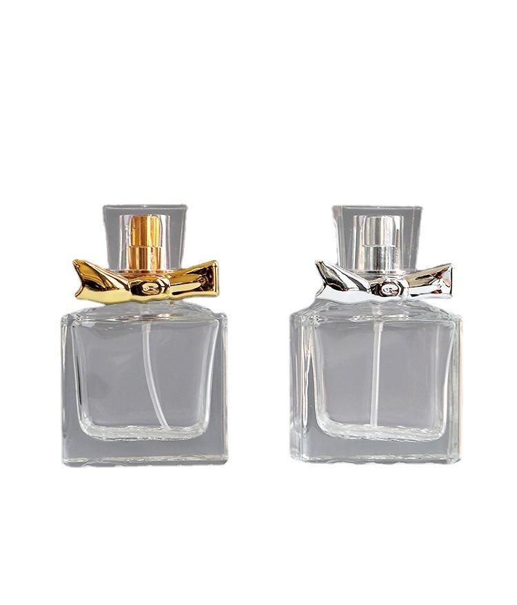 30ml Thicken Sturdy Perfume Bottle with Golden/Silver Bowknot High-End Spray Glass Bottle