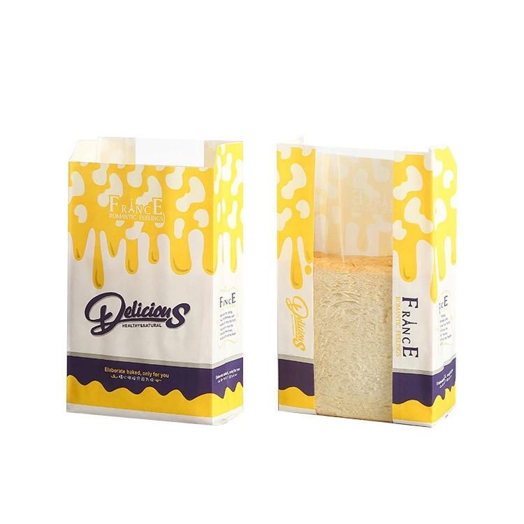 Custom Design Service White Brown Paper Toaster Bag with Window and Tin Tie Toast Bread Wrap Take Away Package Bag