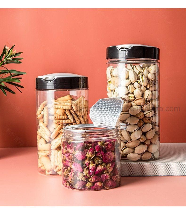 420ml Plastic Pet Custom Aluminum Cap Transparent Packaging Bottle Jars for Food Nuts Candy Cosmetic Perfume