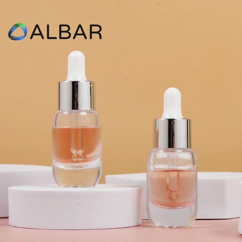 Customize Round Transparent Glass Bottles with Screw Cap Glass Droppers for Skin Care