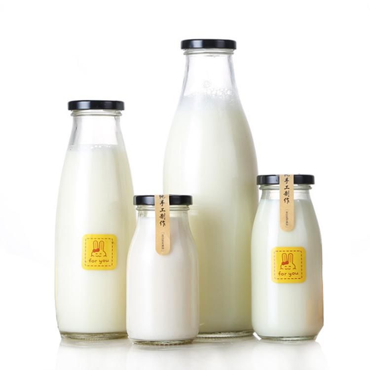 Fresh Milk Packing Glass Beverage Bottle with Lug Lid