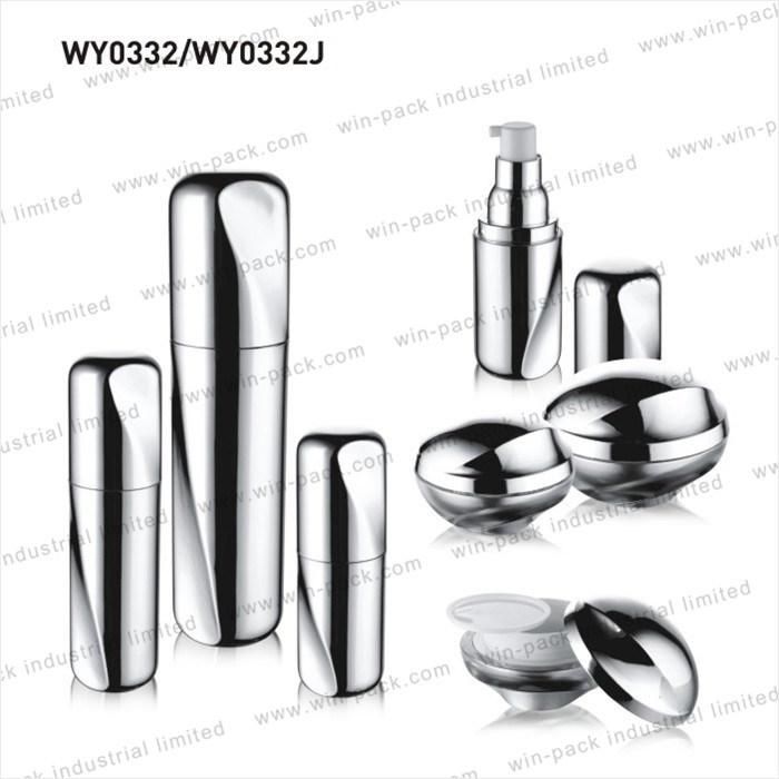 Winpack Shiny Silver 30ml 50ml 120ml Round Lotion Pump Bottle Acrylic Cream with UV Coating