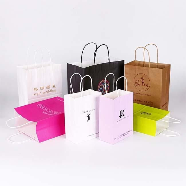 Customized Colorful White Kraft Paper Bag for Garment Shopping