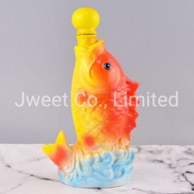 Custom Fish Animal Shaped Ceramic Alcohol Liquor Vodka Bottle