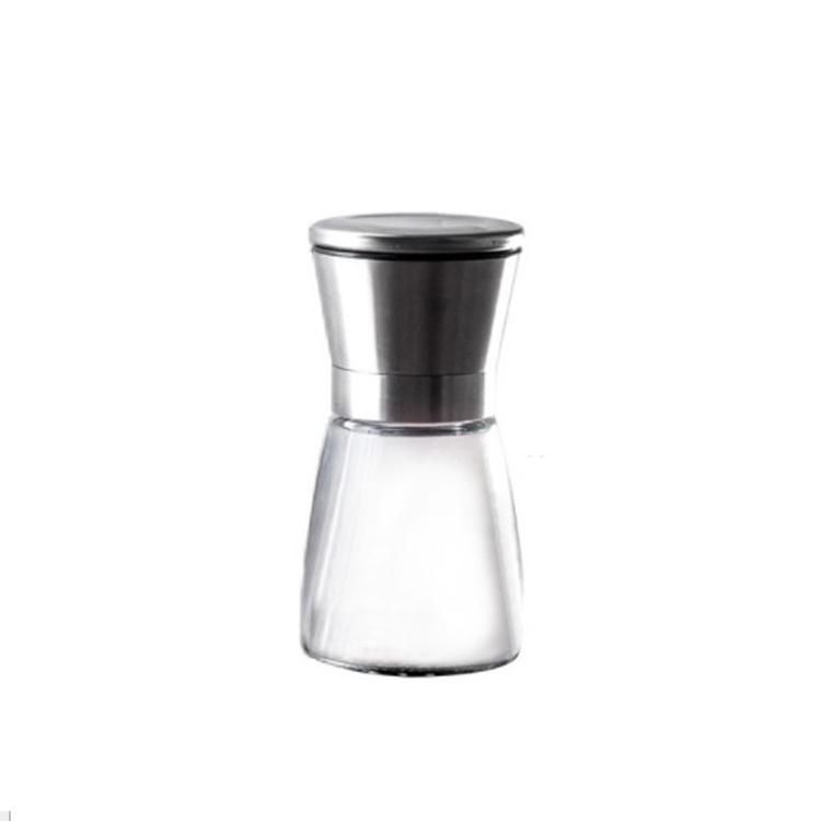 Cheaper 180ml Short Kitchen Spice Salt Glass Grinder Bottle with Manual Mills Cap