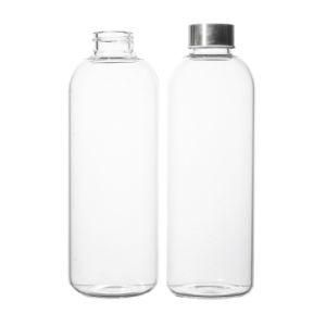 Customized Logo Flint Glass Bottles for Water Juice Beverage Milk 300ml 500ml 750ml High Borosilicate Drinking Glassware