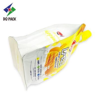 Dq Pack Custom Printed Nozzle Bag Stand up Drinking Pouch Spout Pouch with Bottom Yogurt Milk Spout Pouch