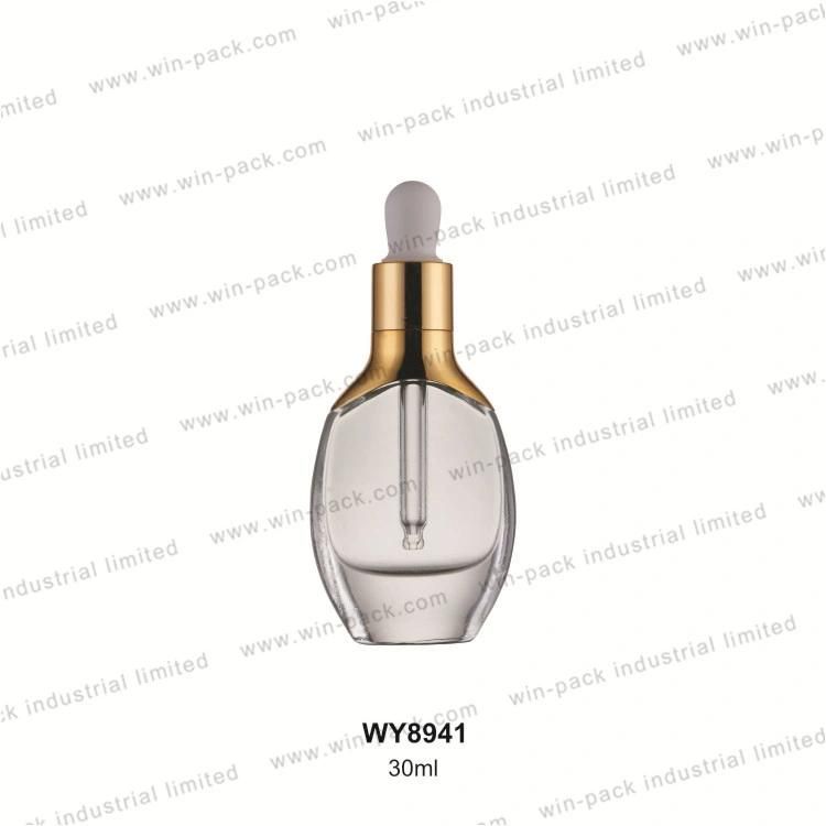 Small Capacity 20ml Press Button Bottle Round Shoulder Transparent Clear Cosmetic Serum