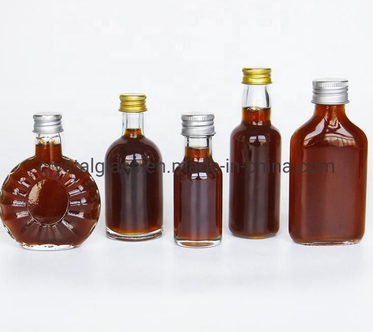 Mini 30ml 50ml 100ml 200ml Vodka Glass Liquor Wine Bottle with Cap