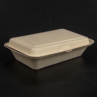 Bagasse Biodegradable Disposable Sugarcane Clamshell Box Food Packaging