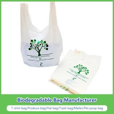 PLA+Pbat+Corn Starch Biodegradable and Compostable Shopping Bags with Ok Compost Home, Ok Compost Industrial