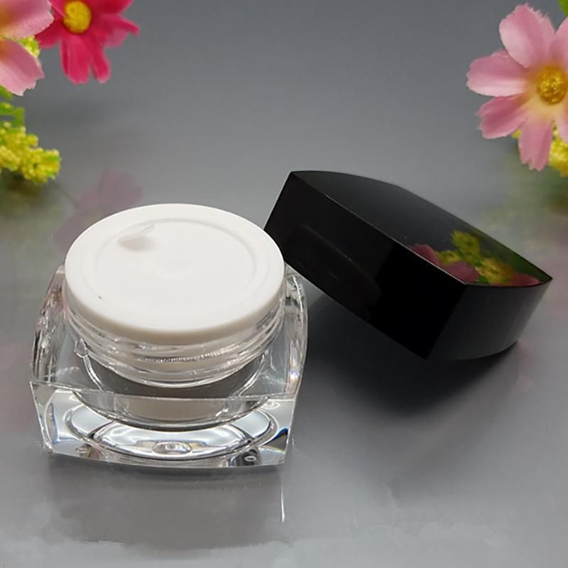 in Stock Popular Unique 5g 10g 15g 30g Clear Black Lid Cosmetic Acrylic Powder Jars Facial Cream Containers