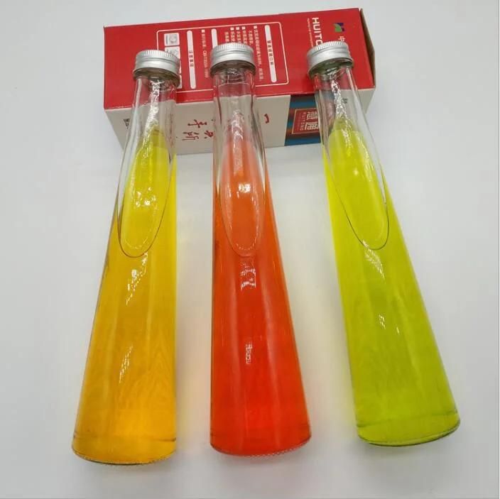 Conical Shape Glass Beverage Bottle Packaging with Metal Screw Cap