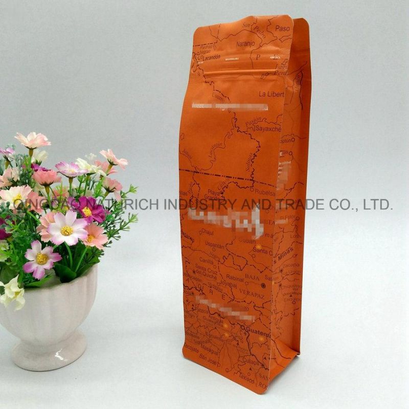 400g Coffee Bag with Printed Map 350g Quad Seal Coffee Bag