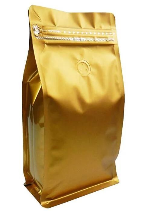 Plastic Bags 8oz Flat Box Pouch Coffee Bagswith Valve and Ziplock, Pull Tab Zipper